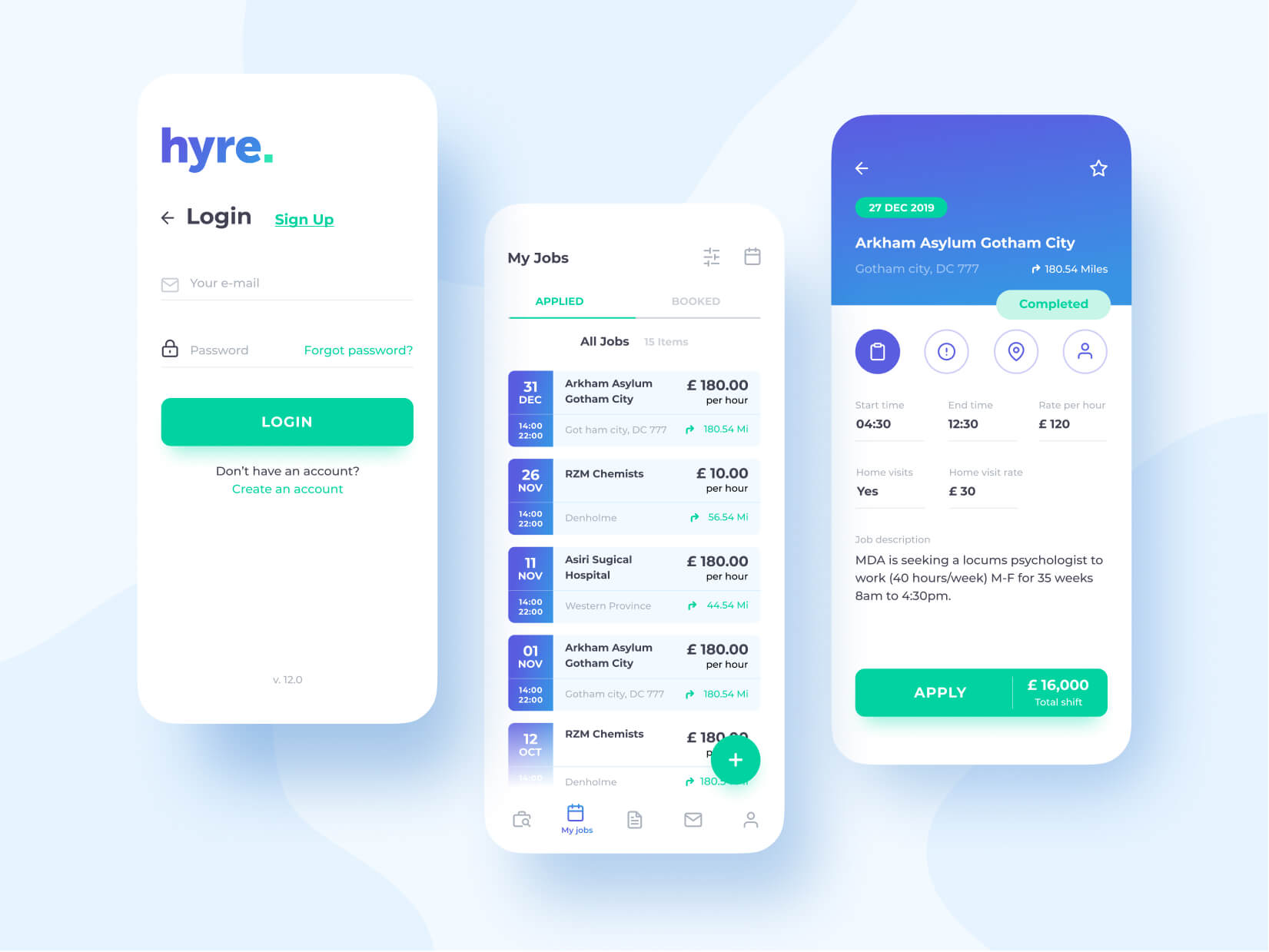 Hyre Mobile App Screen Design
