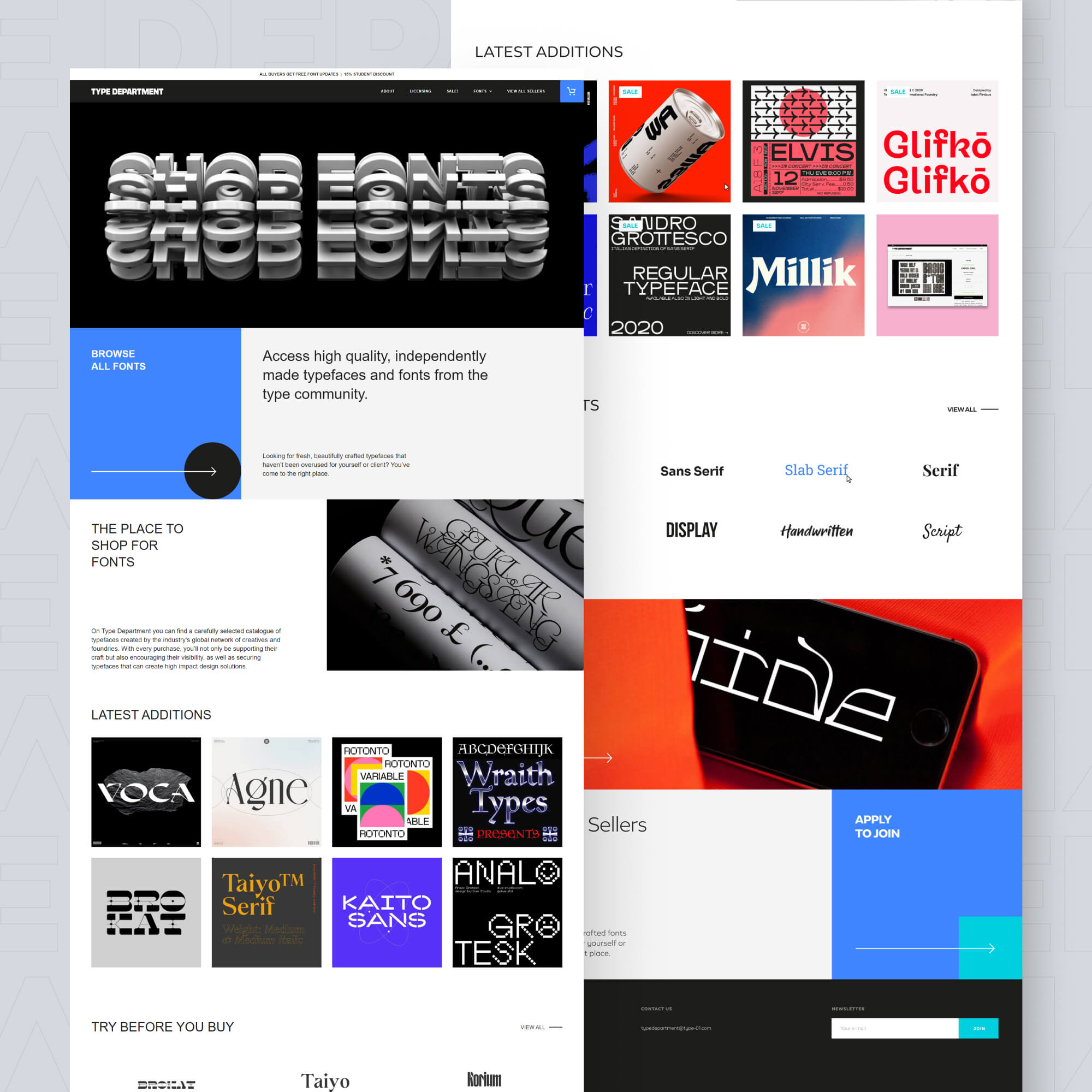 Type Department website design